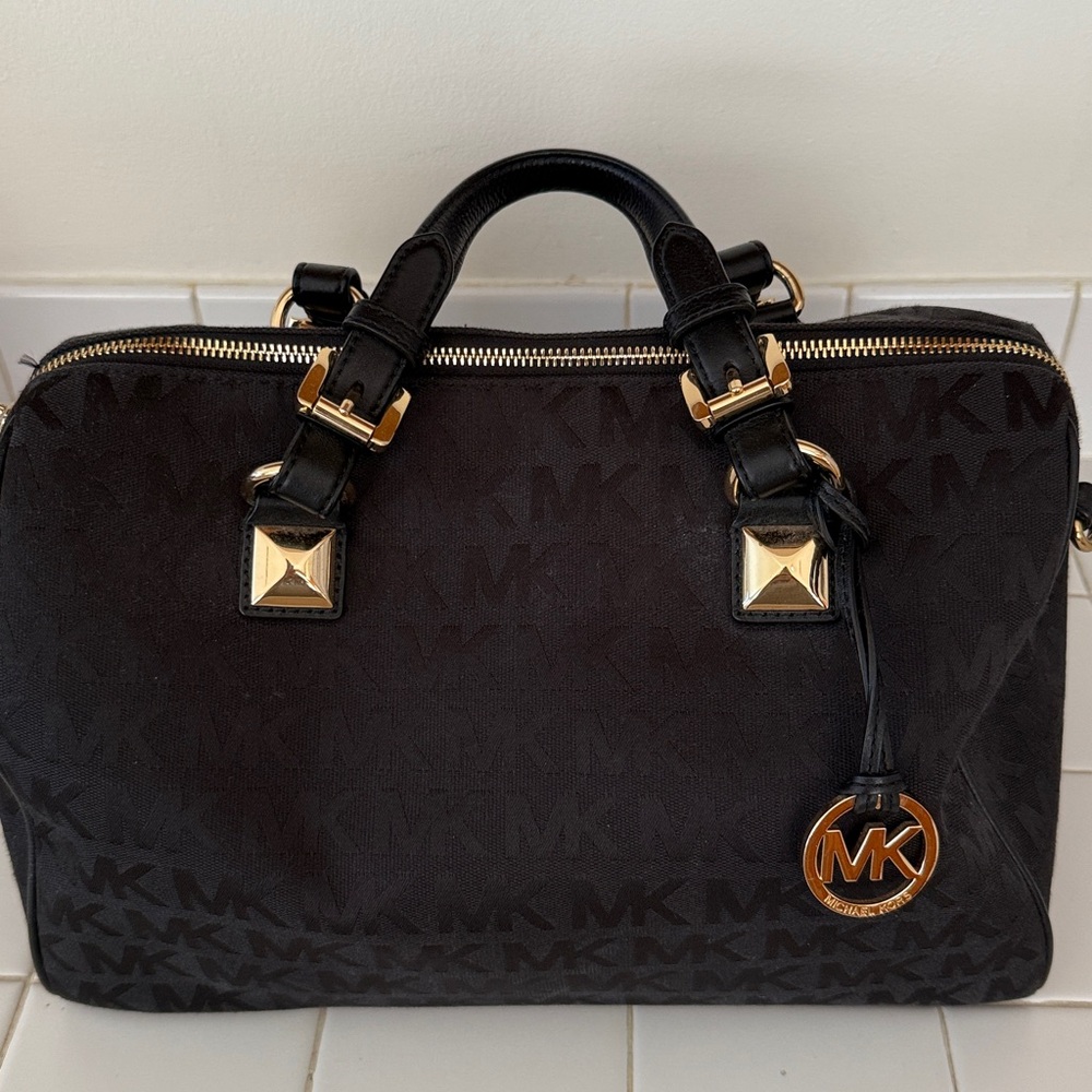 Michael Kors Black Handbag with Gold Accents